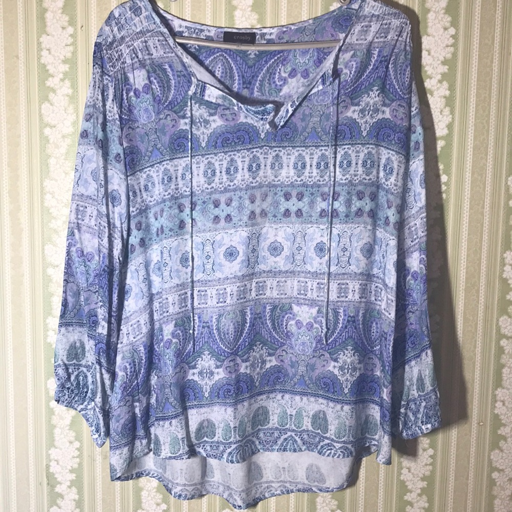 Blue paisley blouse
